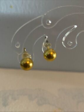 Yellow Gold Ball Stud Earrings - Women Jewelry